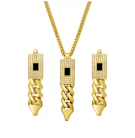 Zircon Cuban Pendant Set
